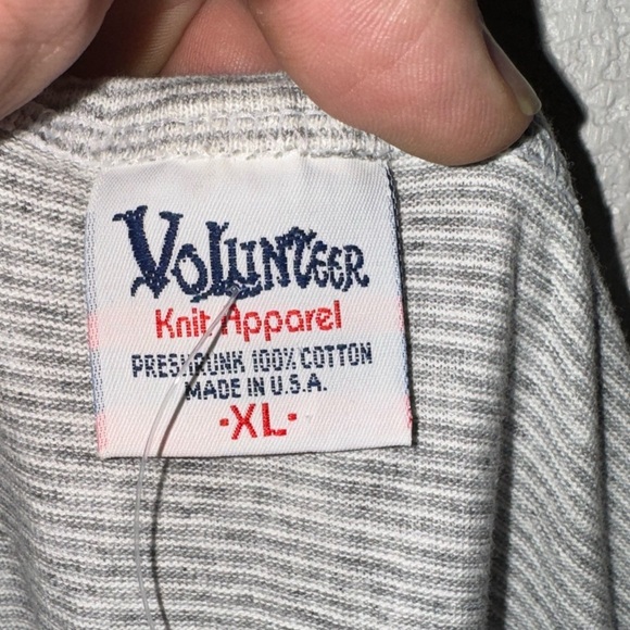 Gruene Texas Vintage 90’s Tank Top: Gray and White Striped with Logo: XL - Picture 3 of 3